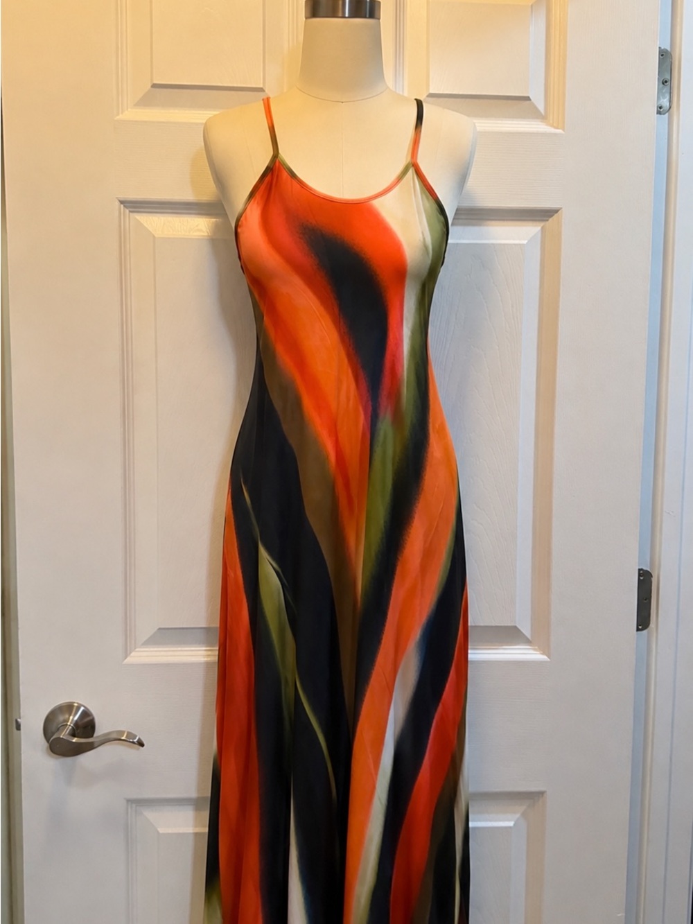 Amazon Orange, Black & Green Maxi Slip Dress